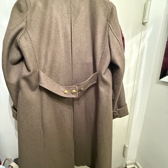 Todd Snyder Olive Military Coat with Gold Buttons & shearling Collar - Picture 12 of 16